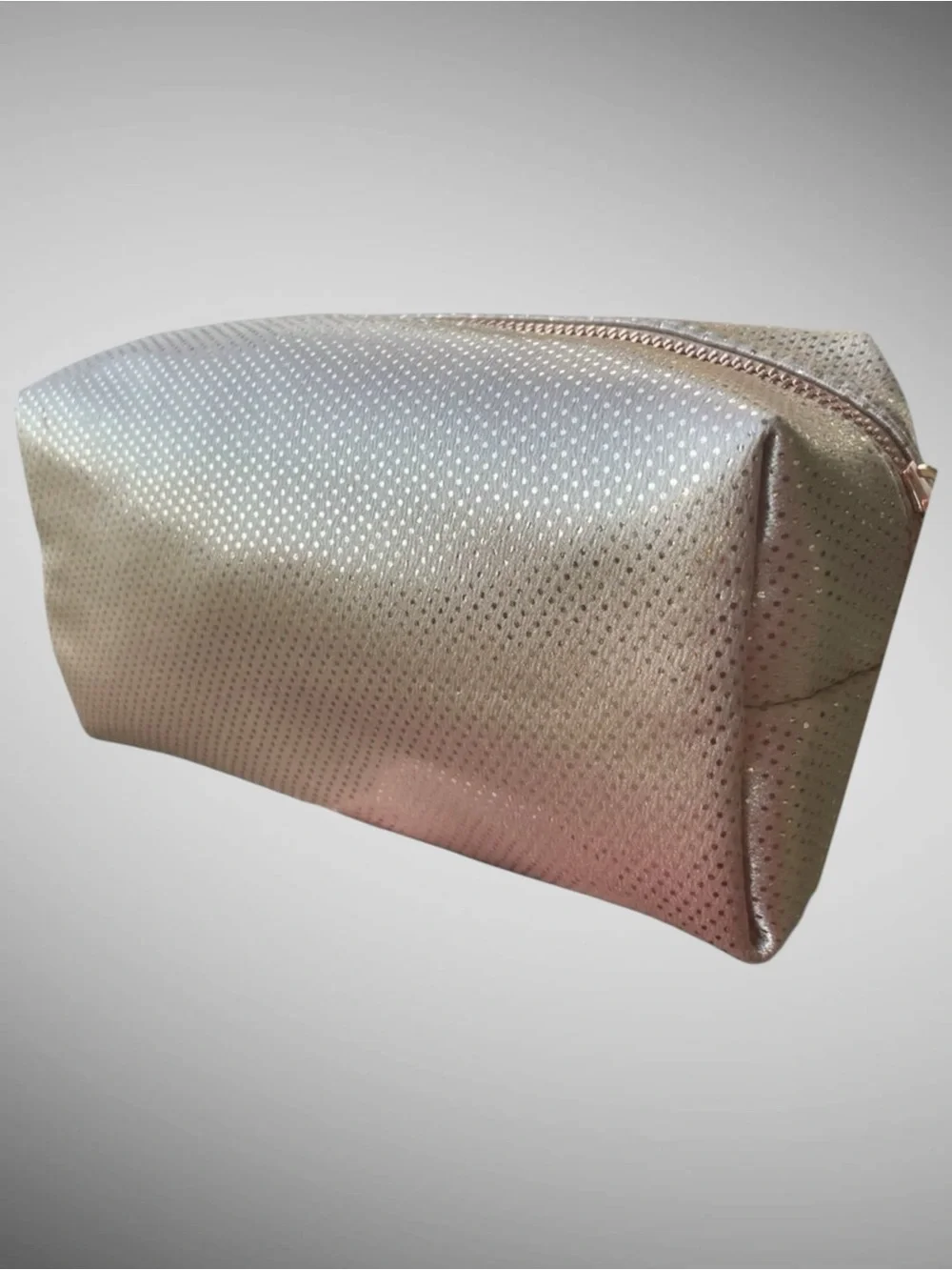 NWT Vince Camuto Rose Gold Metallic Cosmetic Makeup Travel Toiletry Bag